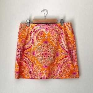 J. Crew Orange Paisley Cotton Skirt